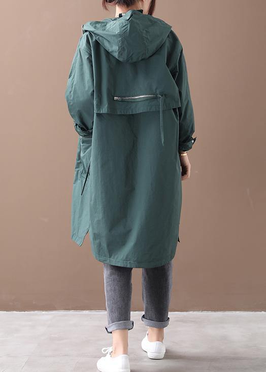 Hooded Zippered Coats Black Coats
