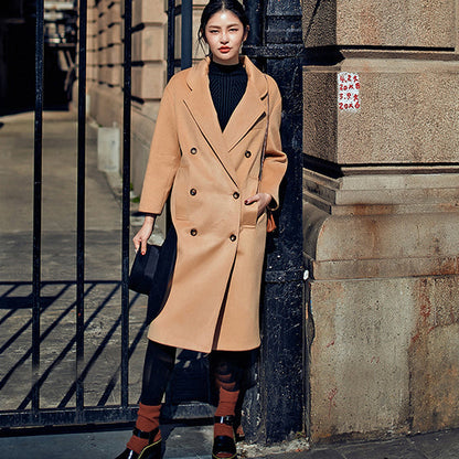 Khaki Coats Oversize Notched Wool Coat Double Breasted Wool Coat