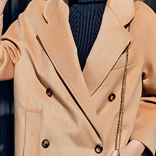 Khaki Coats Oversize Notched Wool Coat Double Breasted Wool Coat
