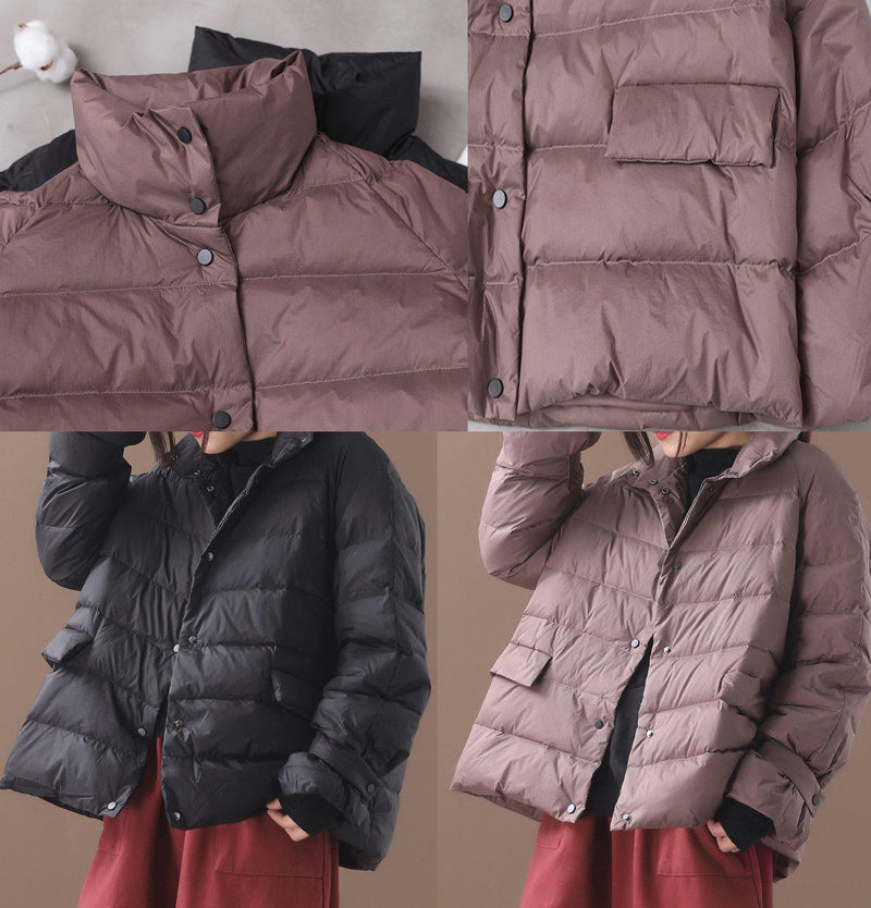 Khaki Parkas for Down Jacket Winter Short Coat Stand Collar