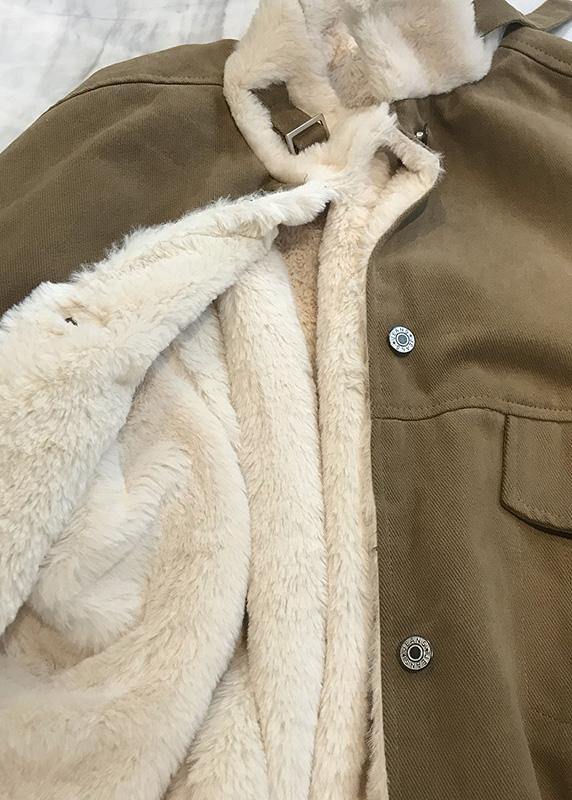 Khaki Parka Loose Fitting Warm Winter Coat Stand Collar Outwear Thick