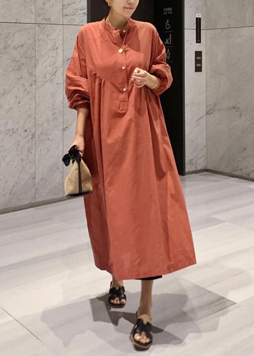 Lantern Sleeve Cotton Dresses Inspiration Brown Maxi Dresses