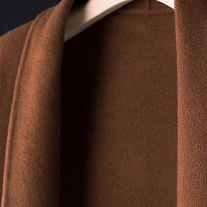 Light Gray Wool Coat Stand Collar Winter Coat Tie Waist Coats