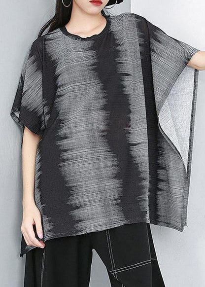 Linen Shirts Fine Round Neck Batwing Sleeve Blouse