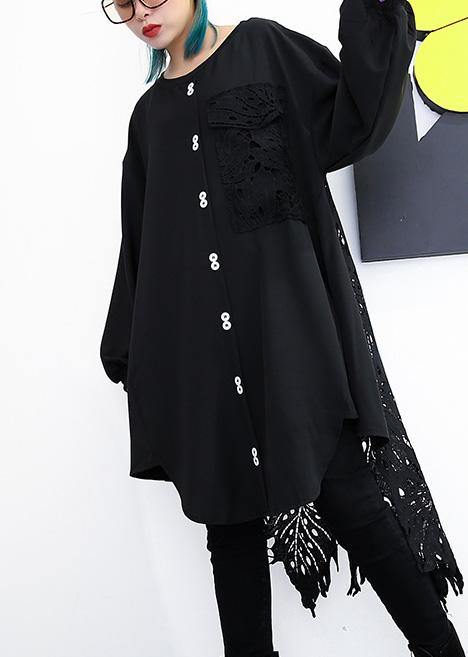 O Neck European Cotton Patchwork Lace Dresses Wardrobes Black Dress Summer