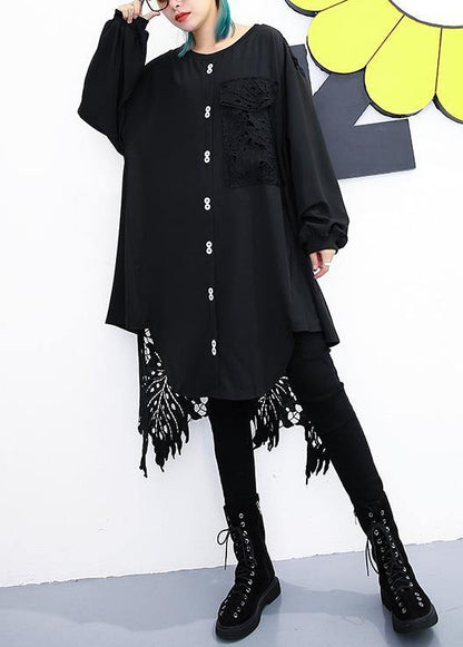 O Neck European Cotton Patchwork Lace Dresses Wardrobes Black Dress Summer