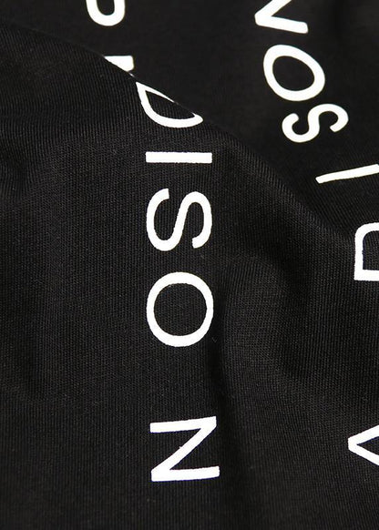 O Neck Back Side Open Cotton Clothes for Tutorials Black Letter Blouse