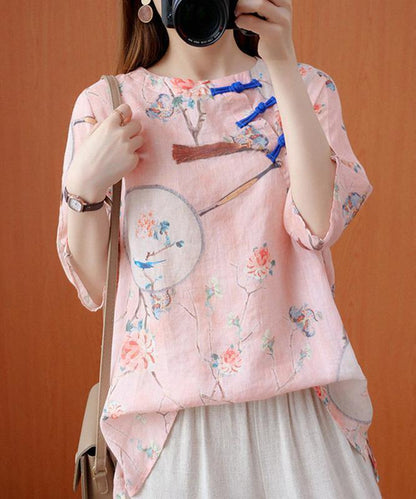 O Neck Half Sleeve Clothes for Photography Pink Shirt