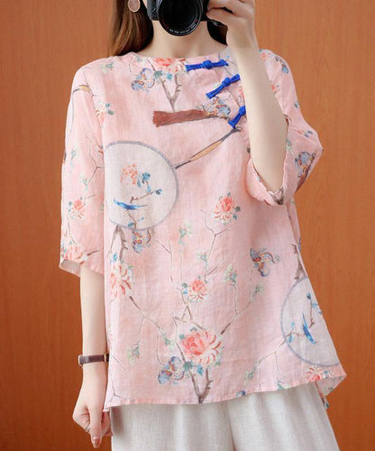 O Neck Half Sleeve Clothes for Photography Pink Shirt