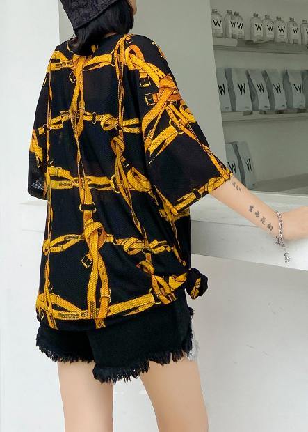 O Neck Half Sleeve Summer Crane Tops Work Outfits Black Plaid Blouses