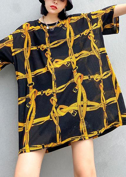 O Neck Half Sleeve Summer Crane Tops Work Outfits Black Plaid Blouses