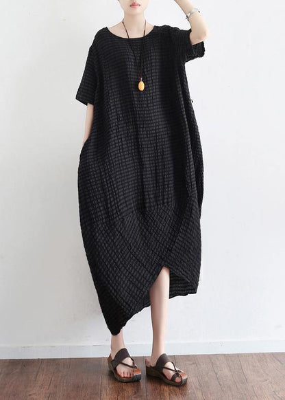O Neck Linen Clothes Tutorials Black Dress Summer
