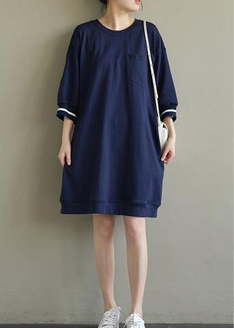 O Neck Patchwork Cotton for Ideas Navy Striped Dresses Spring