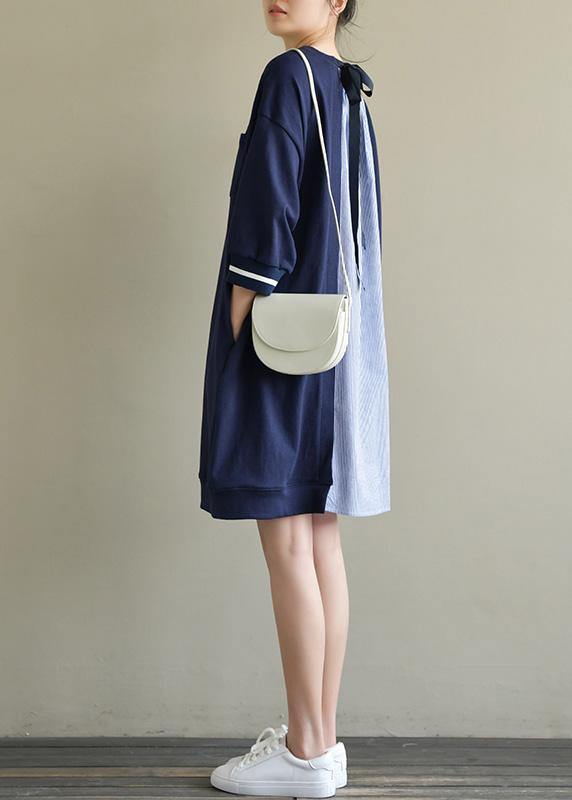 O Neck Patchwork Cotton for Ideas Navy Striped Dresses Spring