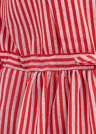 O Neck Pockets Summer Work Outfits Red Striped Dress