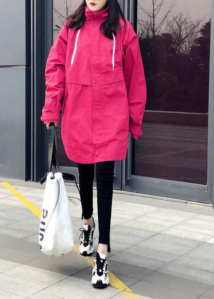 Oversize Snow Jackets Overcoat Rose Hooded Zippered Down Jacket Woman