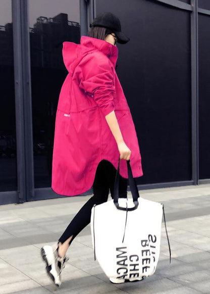 Oversize Snow Jackets Overcoat Rose Hooded Zippered Down Jacket Woman