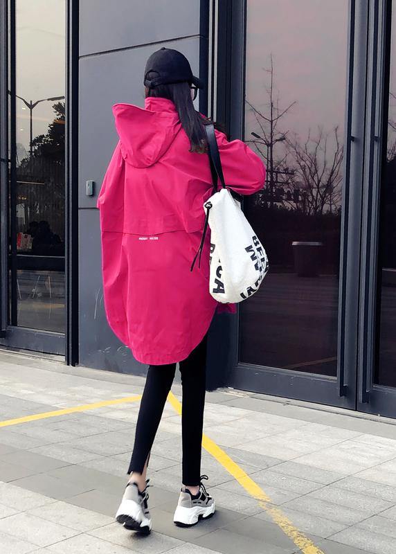 Oversize Snow Jackets Overcoat Rose Hooded Zippered Down Jacket Woman