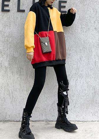 Elegant patchwork cotton o neck Tunic Inspiration yellow blouses