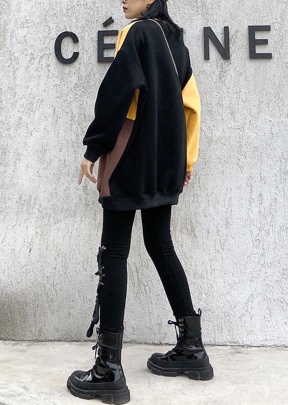 Elegant patchwork cotton o neck Tunic Inspiration yellow blouses
