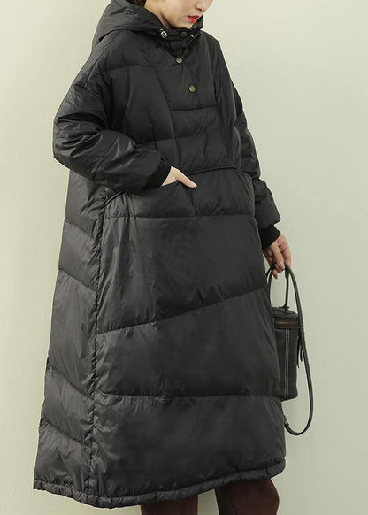 Clothing Down Puffer Jackets Winter Black Hooded Warm Puffer Jacketses