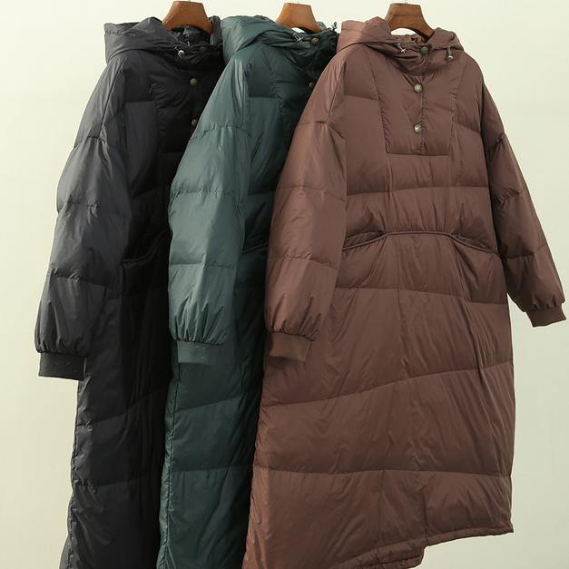 Clothing Down Puffer Jackets Winter Black Hooded Warm Puffer Jacketses