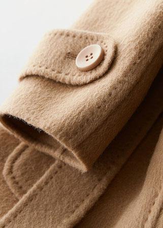 Clothing Long Jackets Lapel Collar Coats Khaki Tie Waist Wool Overcoat