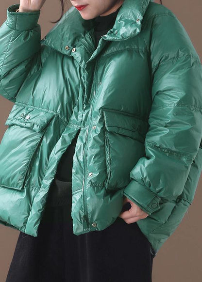 Clothing Snow Jackets Winter Overcoat Green Stand Collar Duck Down Coat
