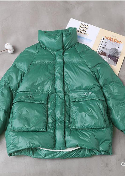 Clothing Snow Jackets Winter Overcoat Green Stand Collar Duck Down Coat