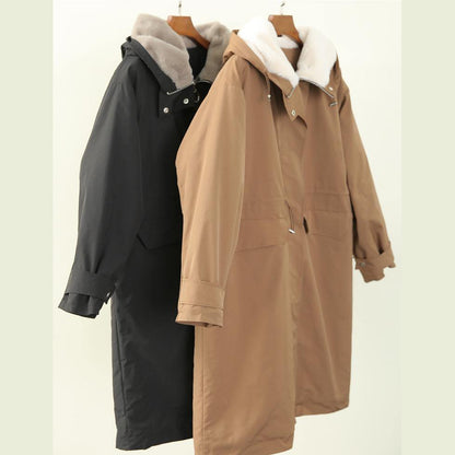 Clothing Winter Coats Black Hooded Zippered Parkas for