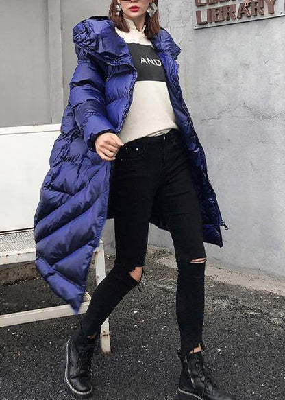 Clothing Winter Coats Blue Hooded Zippered Parka