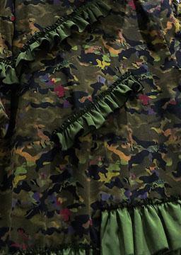 Prints Patchwork Cotton Dresses Ruffles Cotton Robes Fall Dress