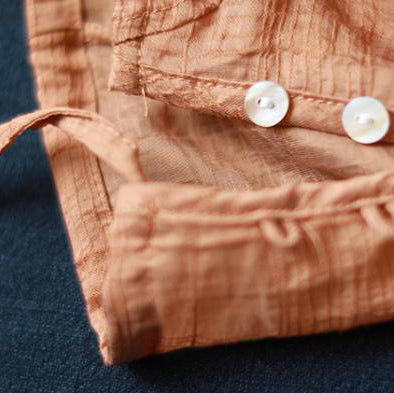 Pure Cotton Blended Tops Short Sleeve Color High-low Hem Blouse