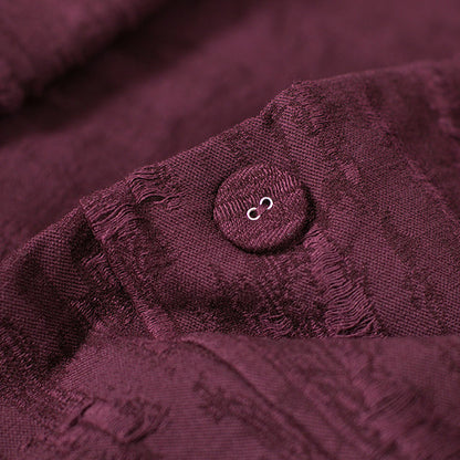 Purple Jacquard Maxi Coat Baggy Large Hem Asymmetrical Design Trench Coat Fine Patchwork Coat