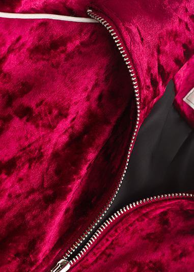 Red Clothes Outfits Zippered Fall Coats