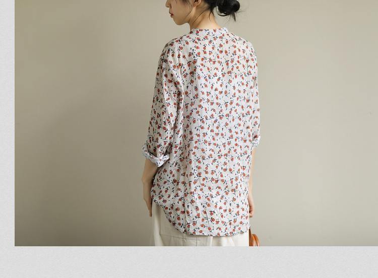 Elegant red print top o neck Button Down oversized shirt