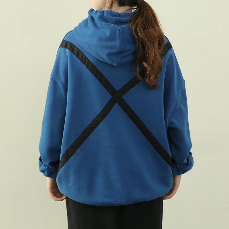Elegant royal blue tunic pattern Wardrobes hooded drawstring top