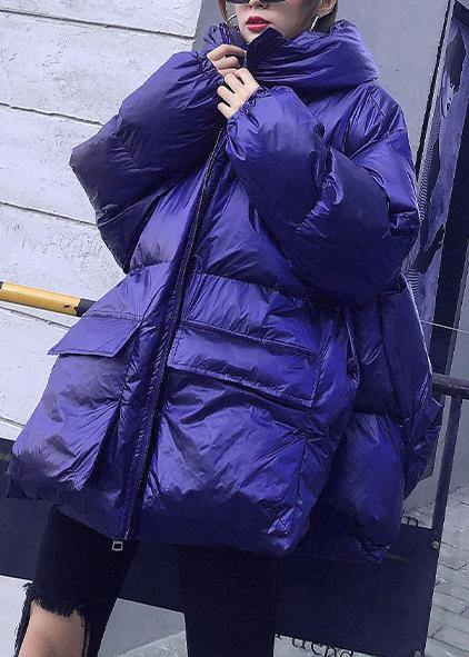 Jackets & Coats Blue Hooded Pockets Parka