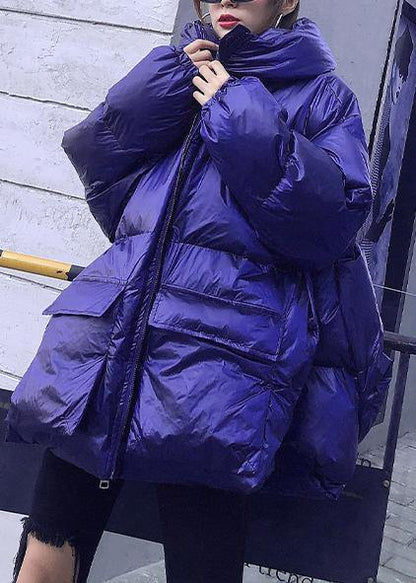 Jackets & Coats Blue Hooded Pockets Parka