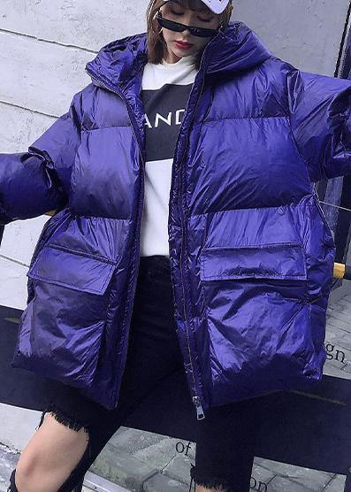 Jackets & Coats Blue Hooded Pockets Parka
