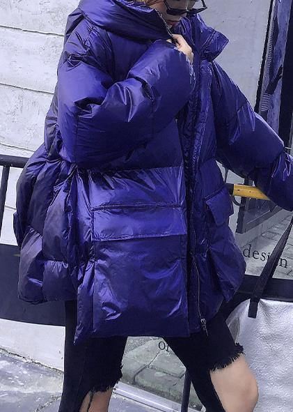 Jackets & Coats Blue Hooded Pockets Parka