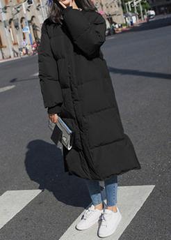 Winter Jacket Overcoat White O Neck Pockets Down Coat Winter