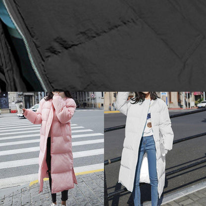 Winter Jacket Overcoat White O Neck Pockets Down Coat Winter