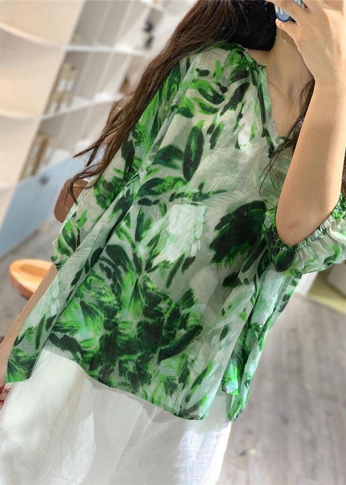 V Neck Linen Blouses for Ideas Green Prints Blouses Fall