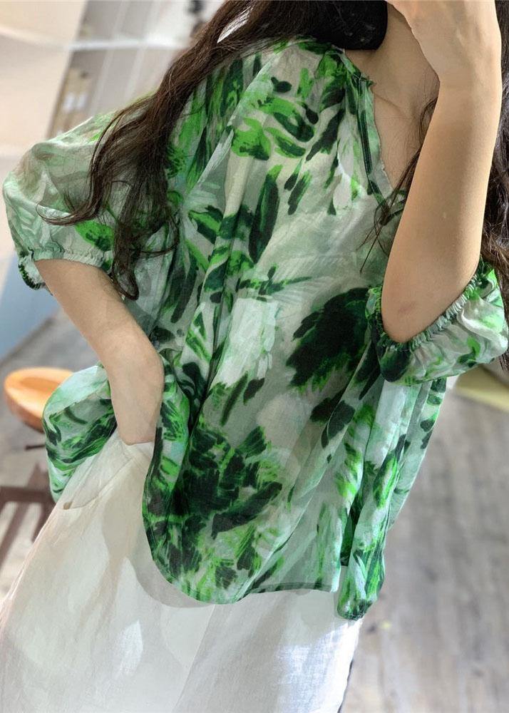 V Neck Linen Blouses for Ideas Green Prints Blouses Fall