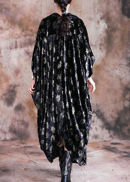 V Neck Velour Tunic Work Outfits Black Prints Long Dresses Fall