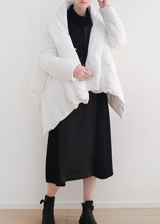 White Warm Winter Coat Stand Collar Down Jacket Dark Buckle Coats