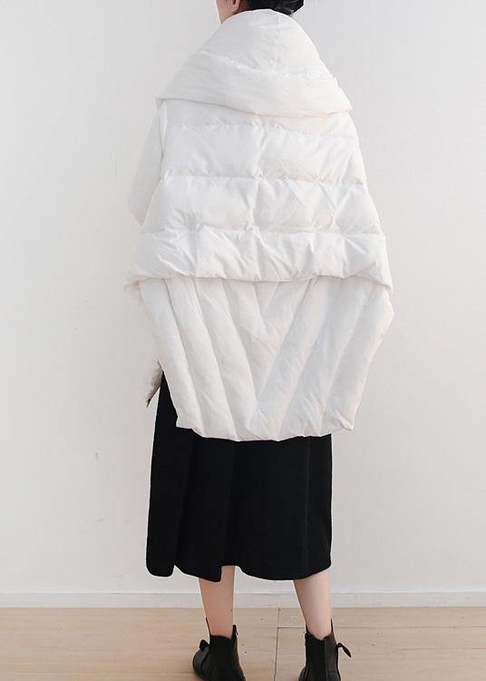 White Warm Winter Coat Stand Collar Down Jacket Dark Buckle Coats