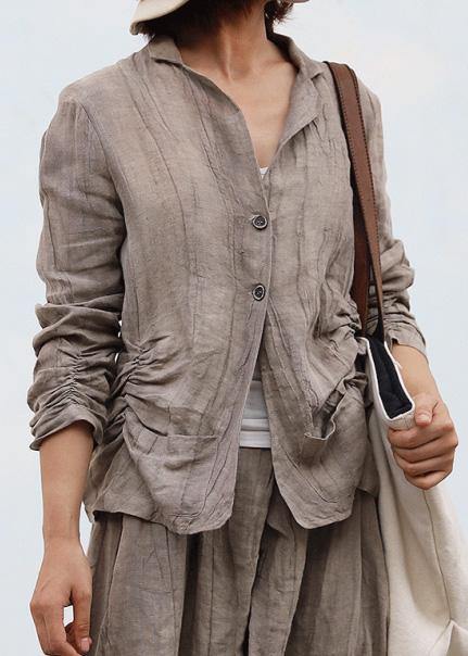 Cinched Linen Fall Tunic Pattern Work Outfits Nude Blouse
