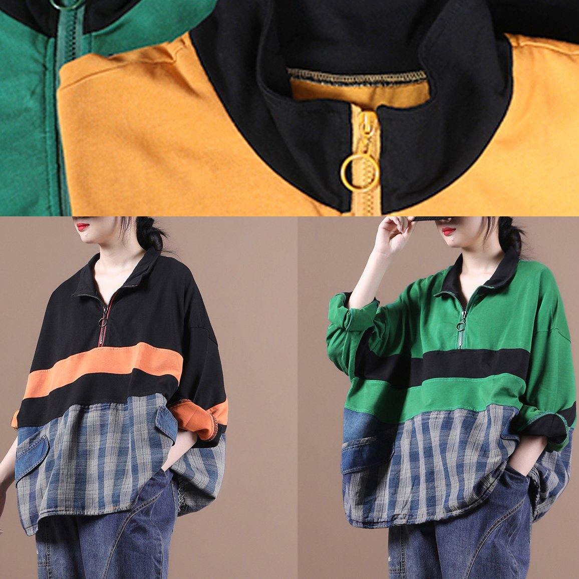 Elegant yellow clothes For Women lapel zippered Midi blouse